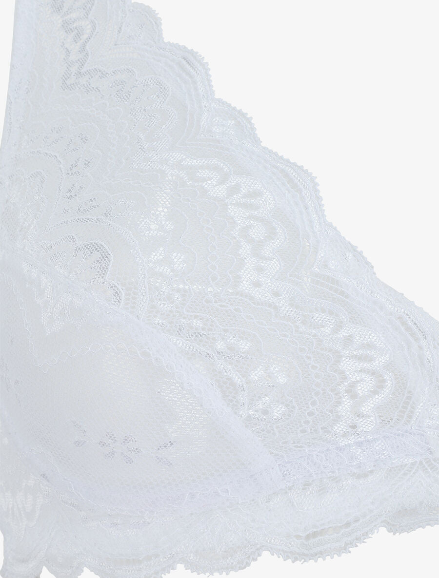 Ensemble en dentelle fleurie - Blanc - 4