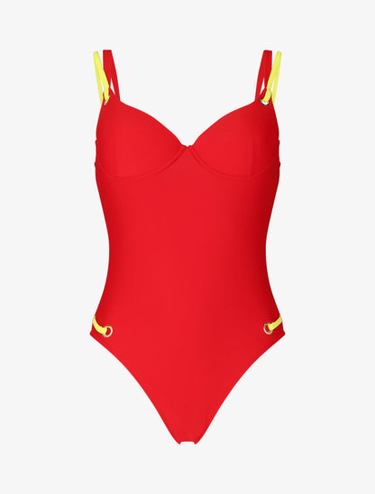 Maillot de bain une pièce à liens - Rouge - 3