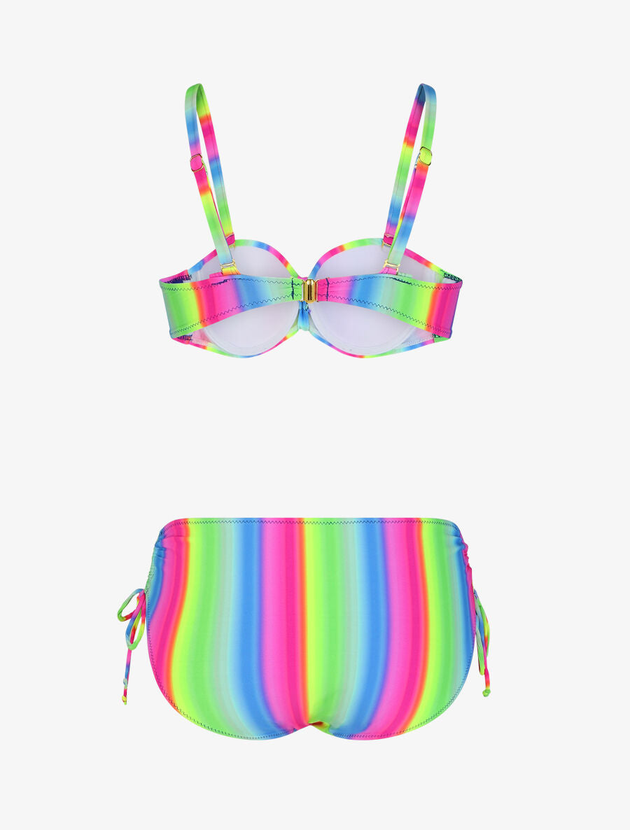 Bikini à imprimé arc-en-ciel - Bleu - 4
