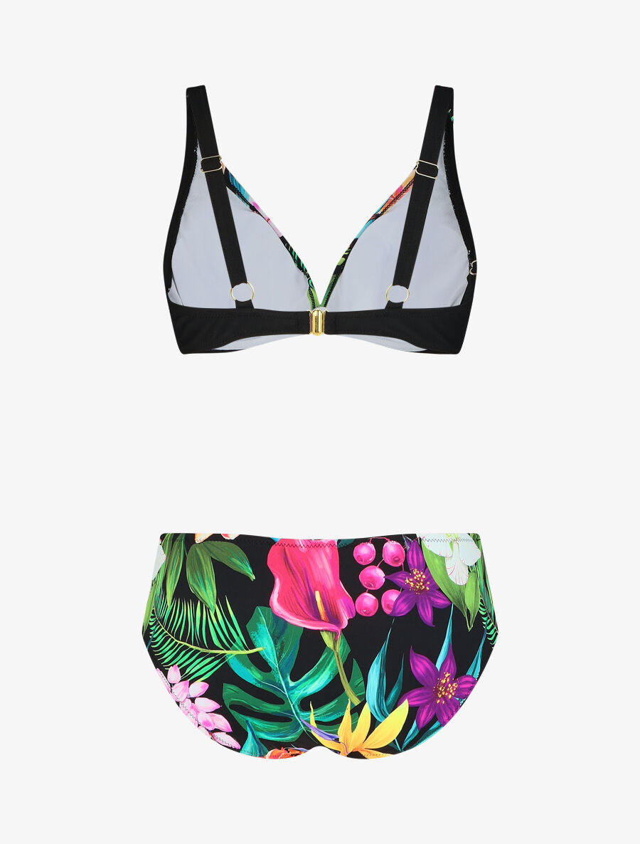 Bikini à imprimé tropical - Noir - 4