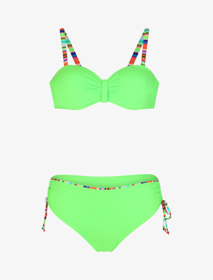 Bikini uni à bretelles multicolore - Vert fluo - 3