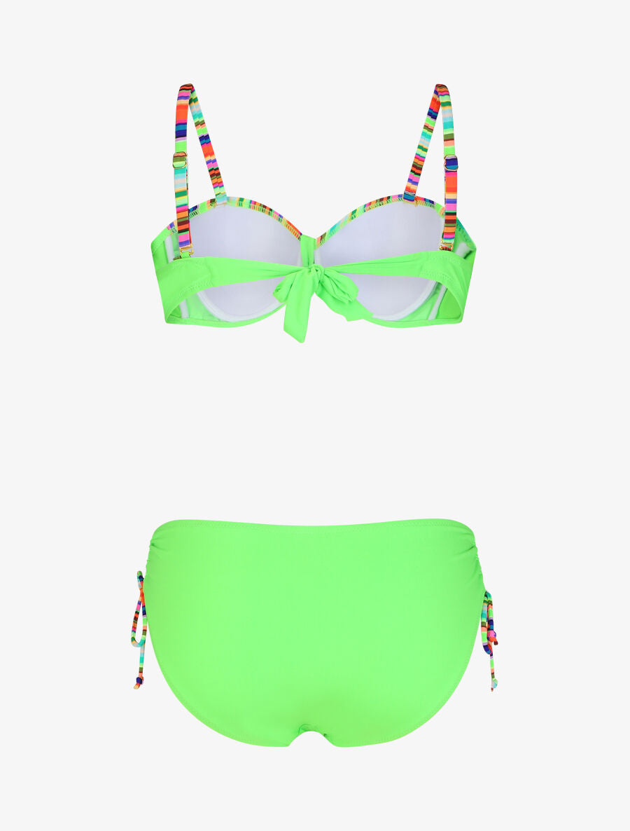 Bikini uni à bretelles multicolore - Vert fluo - 4
