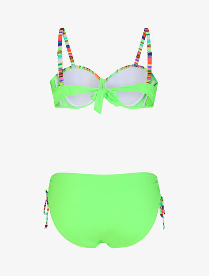 Bikini uni à bretelles multicolore - Vert fluo - 4