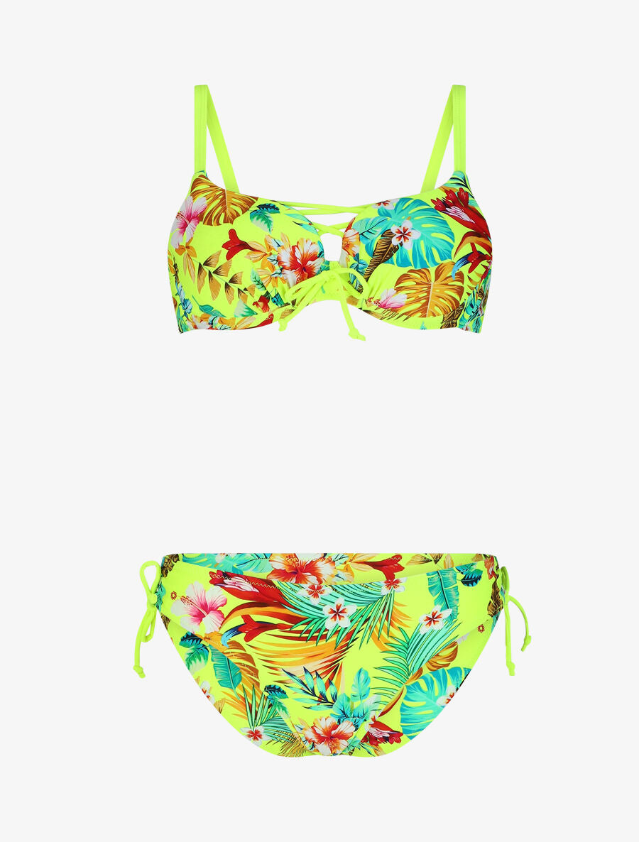 Bikini à imprimé fleuri - Jaune fluo - 3