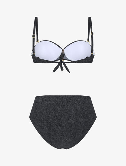 Bikini irisé taille haute - Noir - 4