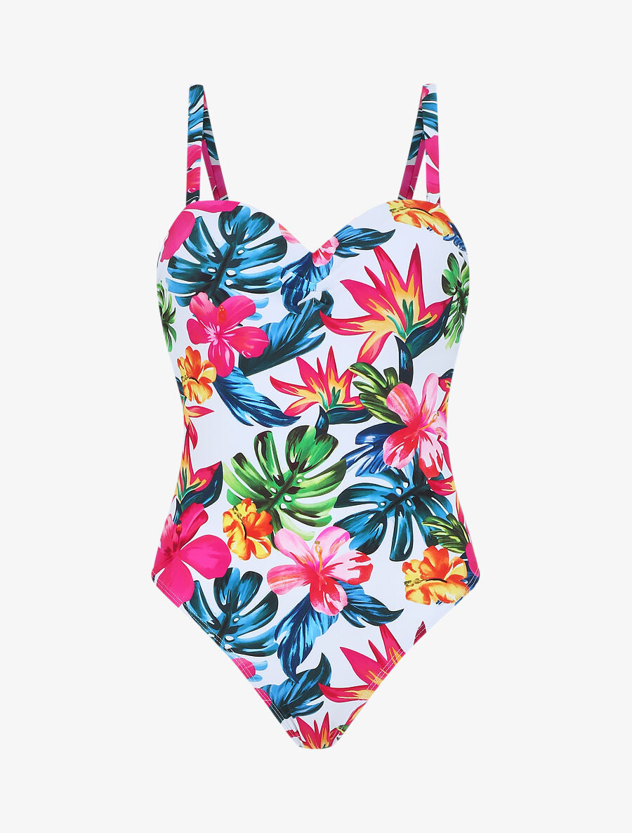 Maillot de bain une pièce imprimé tropical - Blanc - 6