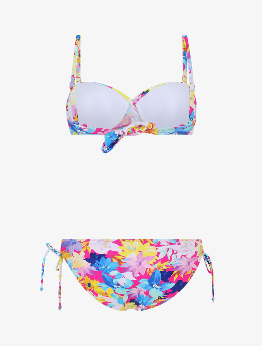 Bikini torsadé à fleurs - Rose fluo - 4