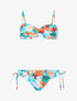 Bikini torsadé à fleurs - Turquoise - 1