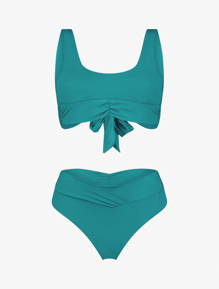 Bikini brassière et tanga montant - Bleu canard - 5