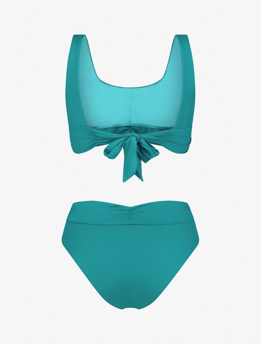 Bikini brassière et tanga montant - Bleu canard - 4