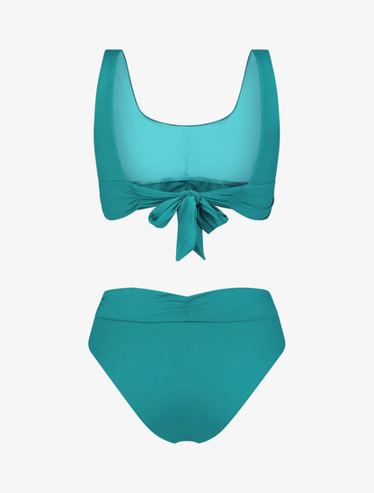 Bikini brassière et tanga montant - Bleu canard - 4