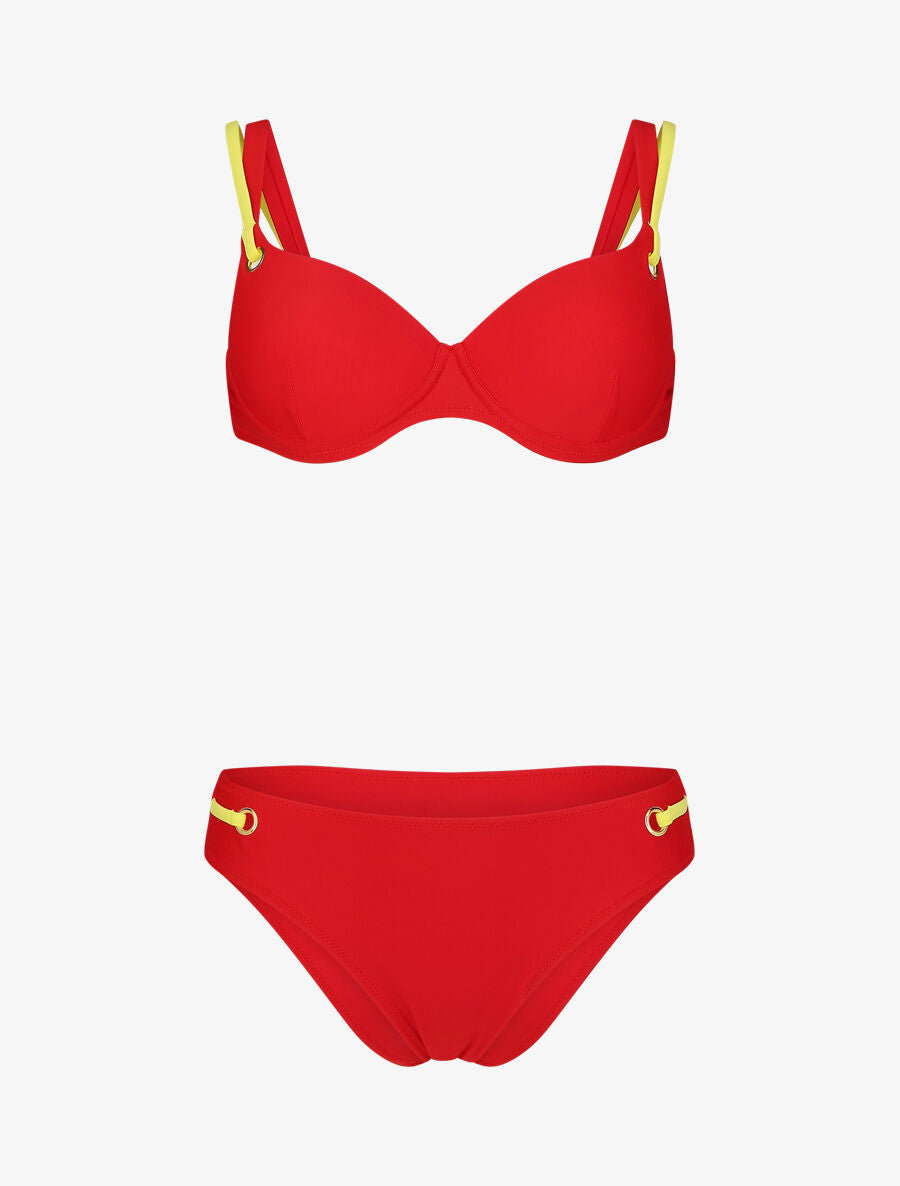Bikini uni à double bretelles - Rouge - 1