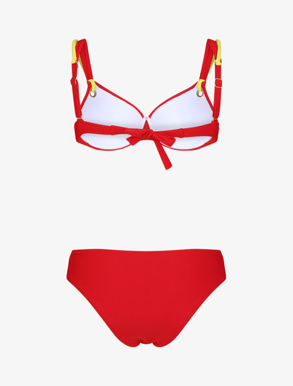 Bikini uni à double bretelles - Rouge - 2