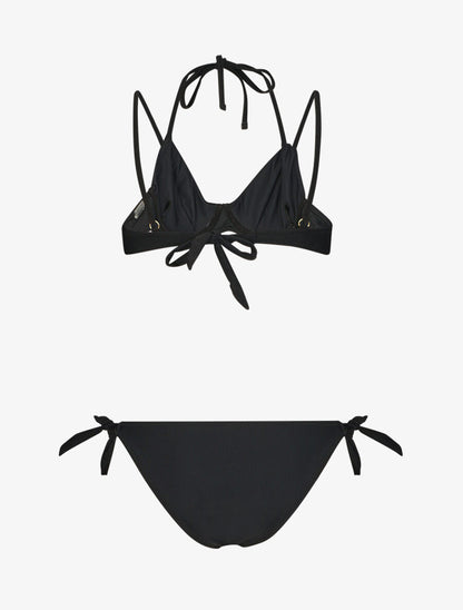 Bikini uni à nouer - Noir - 2