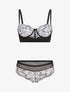 Ensemble push bicolore et shorty en dentelle - Blanc - 3