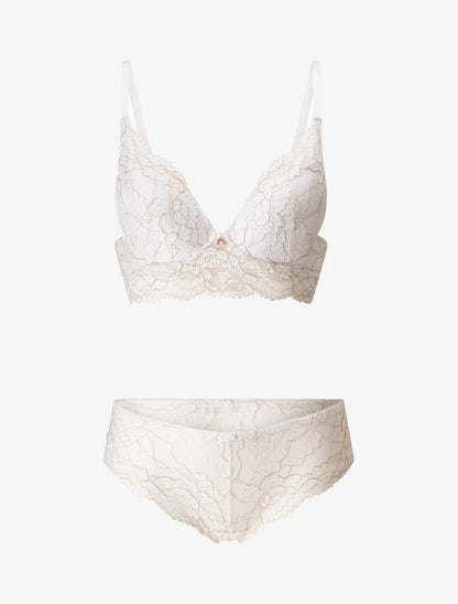 Geïriseerd kanten lingeriesetje - wit
