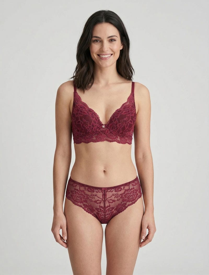 Ensemble lingerie en dentelle irisée - Prune