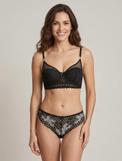 Ensemble soutien-gorge et string en dentelle - Noir