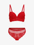 Ensemble soutien-gorge et tanga en dentelle - Rouge - 1