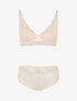 Ensemble soutien-gorge push-up et culotte en dentelle fleurie - Rose pâle - 1