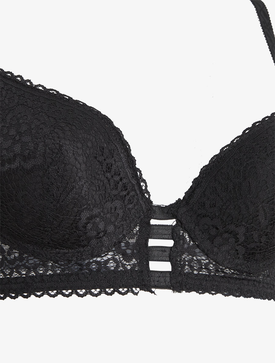 Ensemble soutien-gorge et culotte en dentelle - Noir - 3