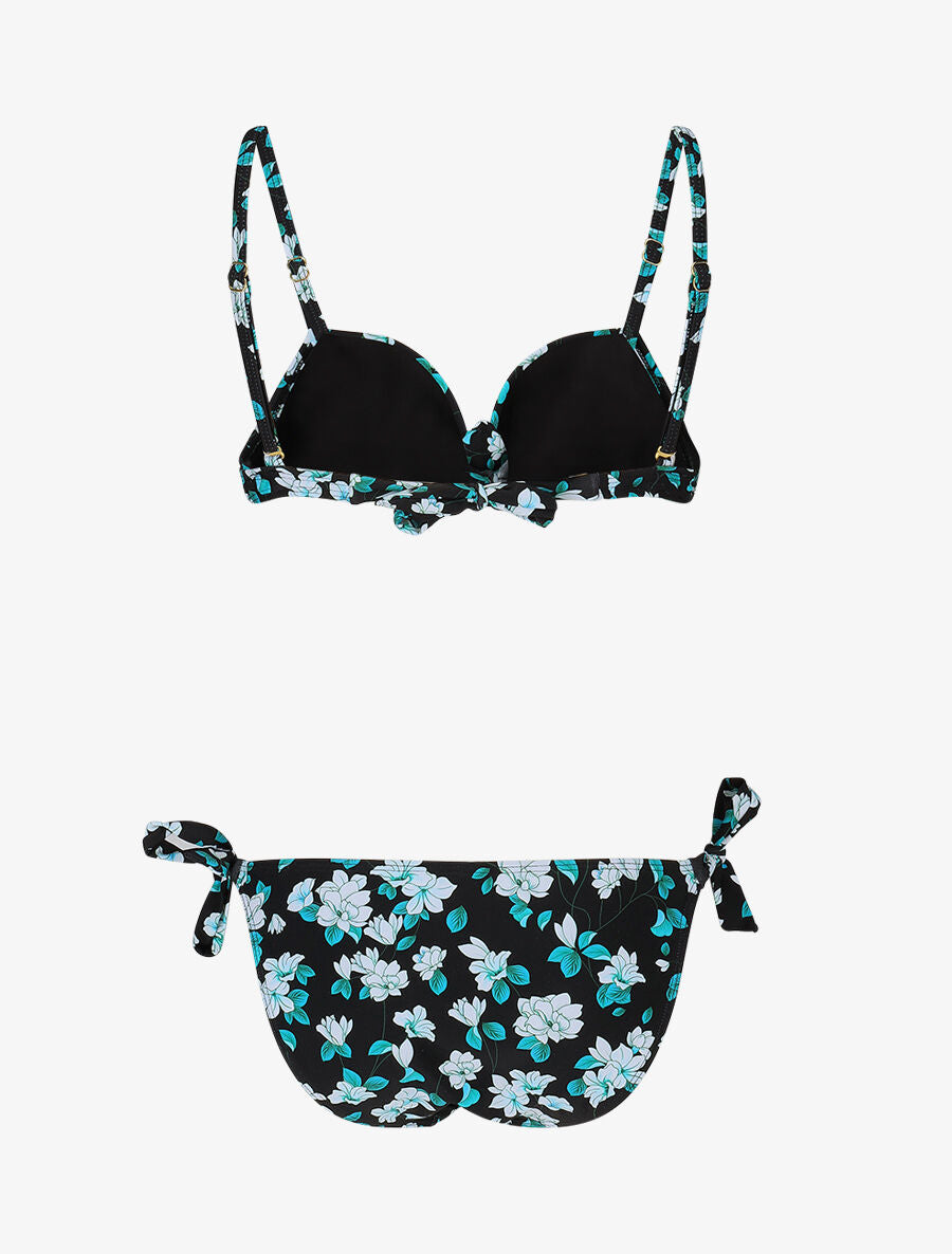 Maillot de bain 2 pièces à noeud imprimé floral - Noir - 2