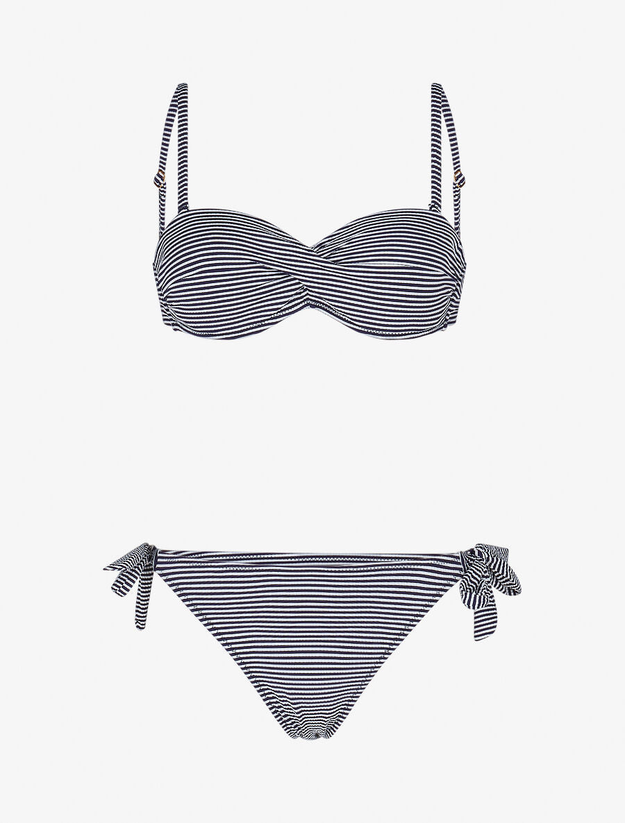 Bikini imprimé rayé - Marine - 1
