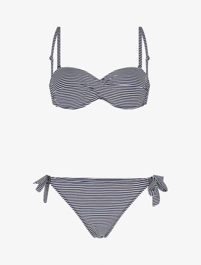 Bikini imprimé rayé - Marine - 1