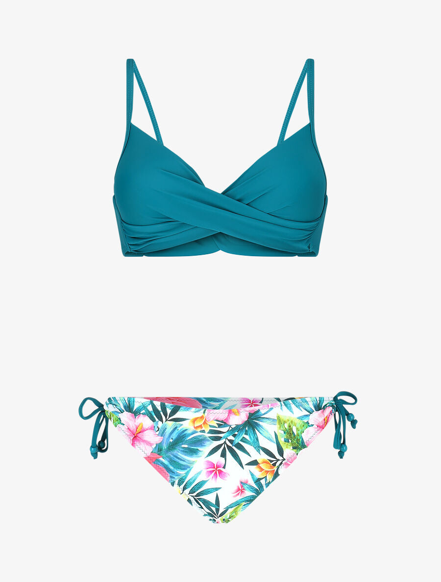 Bikini à imprimé tropical - Blanc - 1