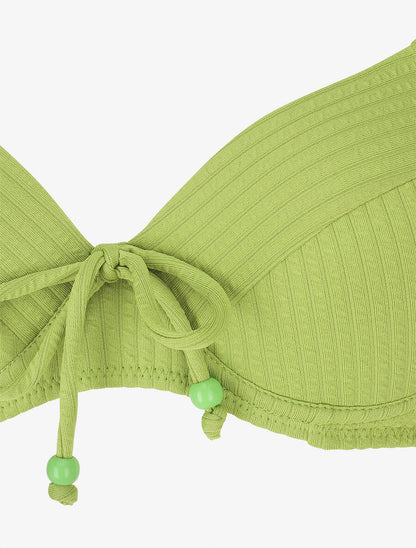 Bikini uni effet texturé - Vert anis - 3