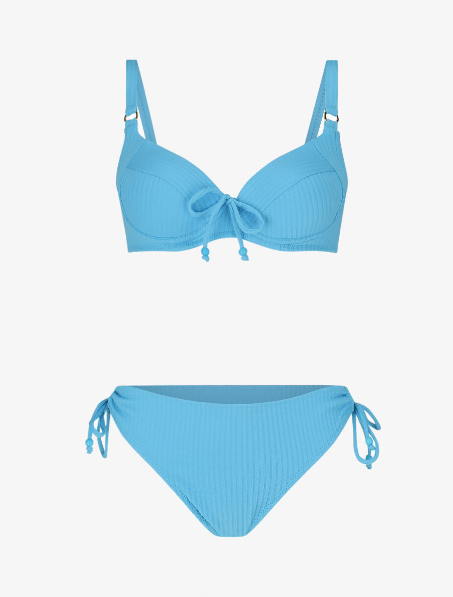 Bikini uni effet texturé - Bleu ciel - 4