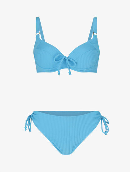 Bikini uni effet texturé - Bleu ciel - 4