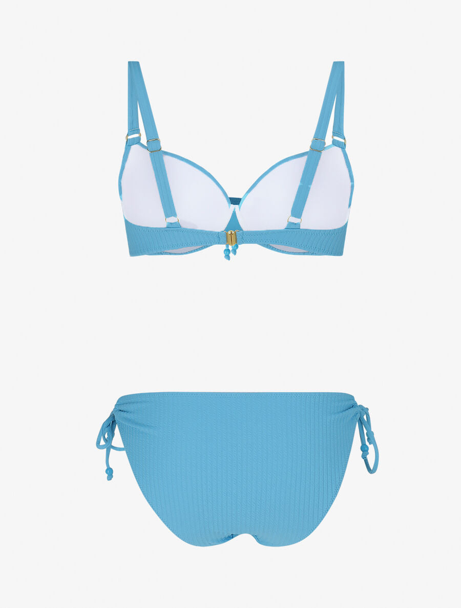Bikini uni effet texturé - Bleu ciel - 2