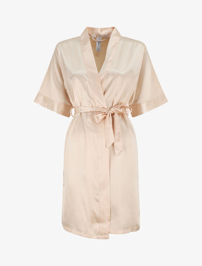 Ensemble kimono et nuisette satinés - Beige - 6