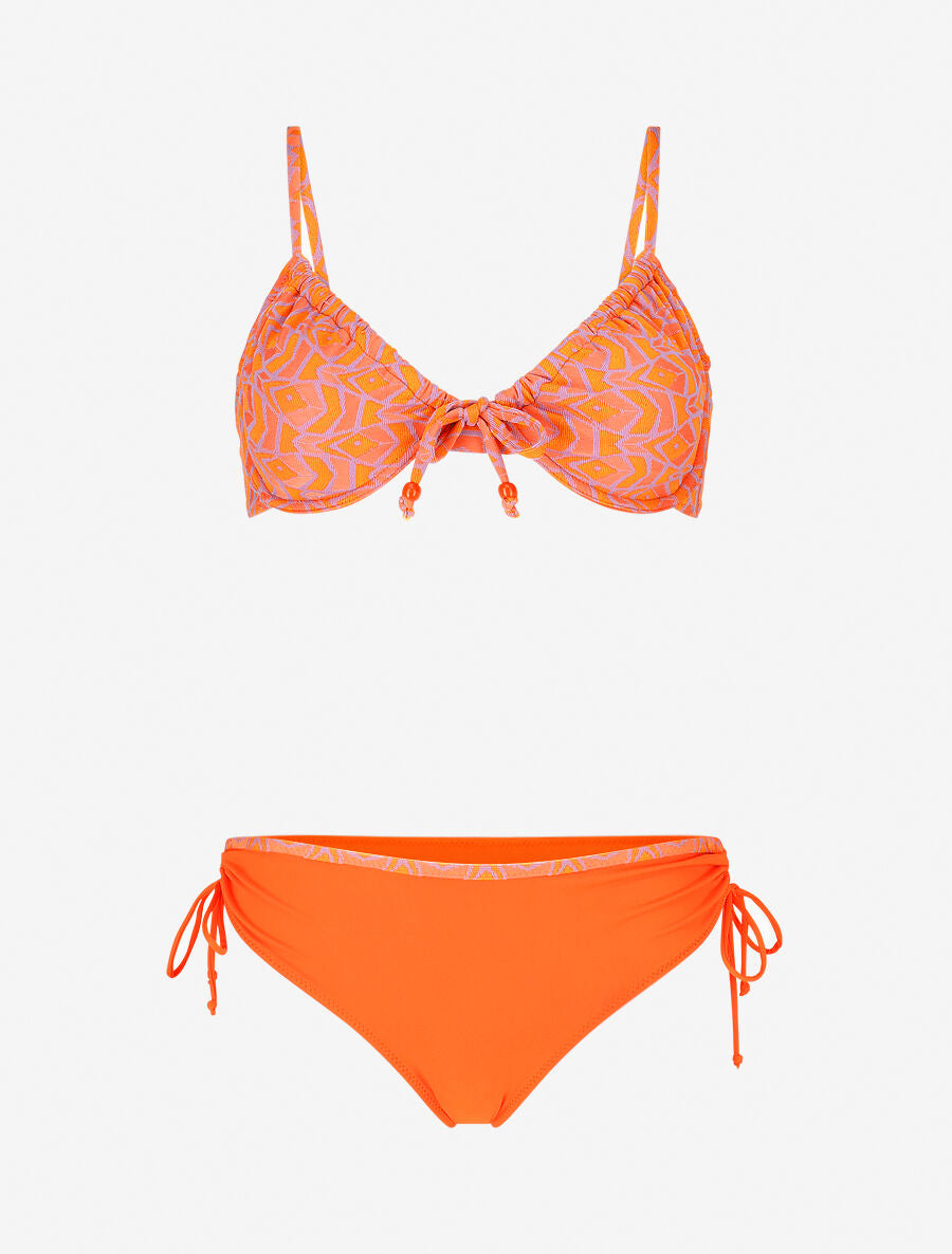 Bikini à imprimé graphique - Orange - 1