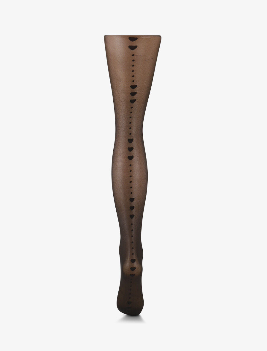Collants en voile à motif coeurs - Noir - 2