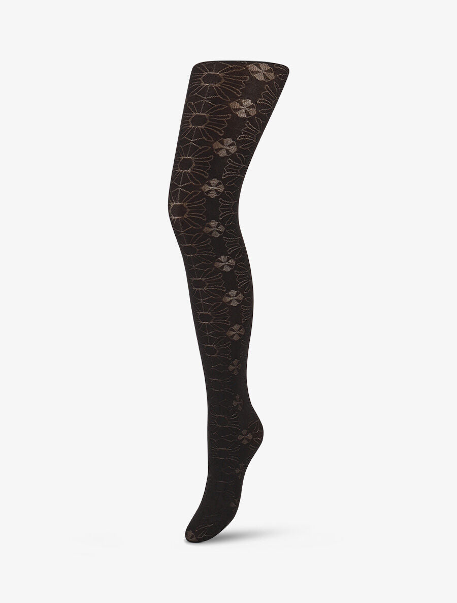Collants en voile à motif mosaïques - Noir - 3