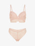 Ensemble soutien-gorge et tanga et bijoux coeurs - Rose saumon - 3