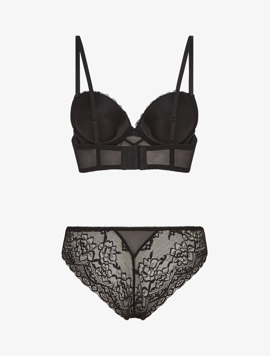 Ensemble soutien-gorge et culotte en dentelle - Noir - 2