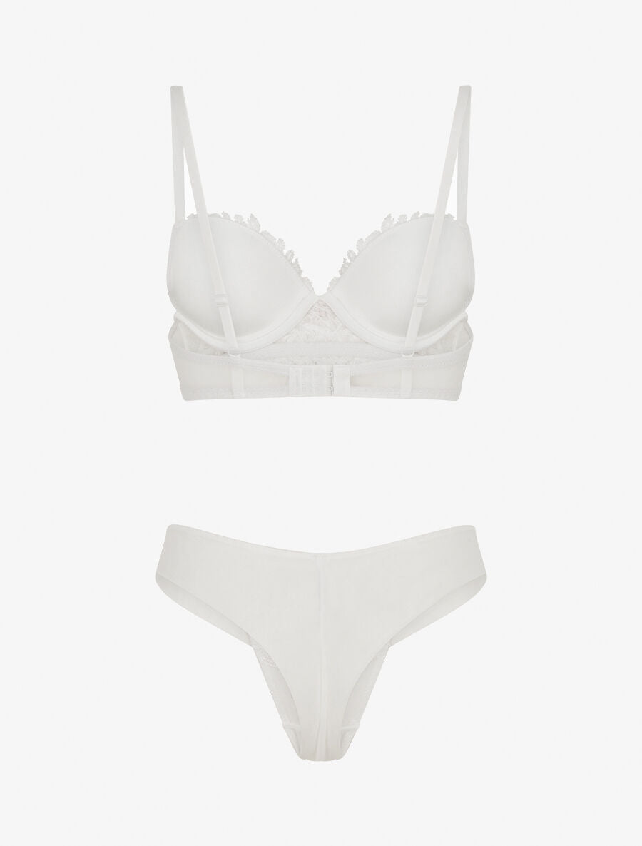 Ensemble soutien-gorge et tanga à bijoux lauriers strassés - Blanc - 2