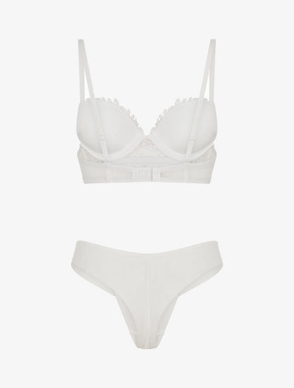 Ensemble soutien-gorge et tanga à bijoux lauriers strassés - Blanc - 2