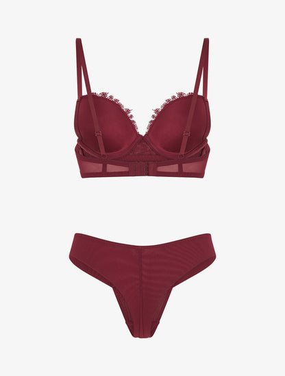 Ensemble soutien-gorge et tanga à bijoux lauriers strassés - Bordeaux - 2