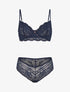 Ensemble soutien-gorge et culotte à bijoux arbre strassé - Marine - 1