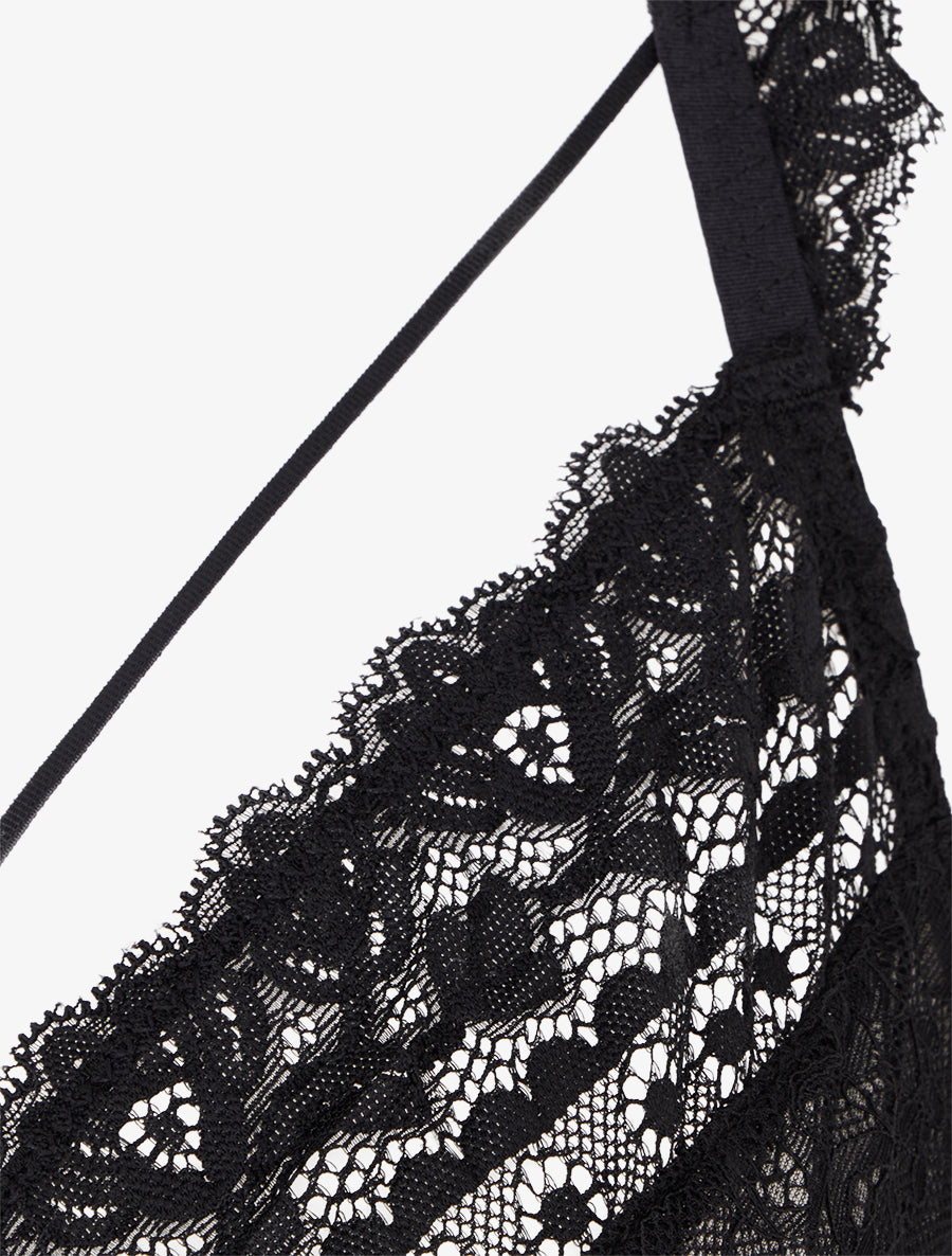 Ensemble lingerie en dentelle à liens - Noir - 3