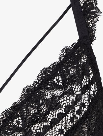 Ensemble lingerie en dentelle à liens - Noir - 3