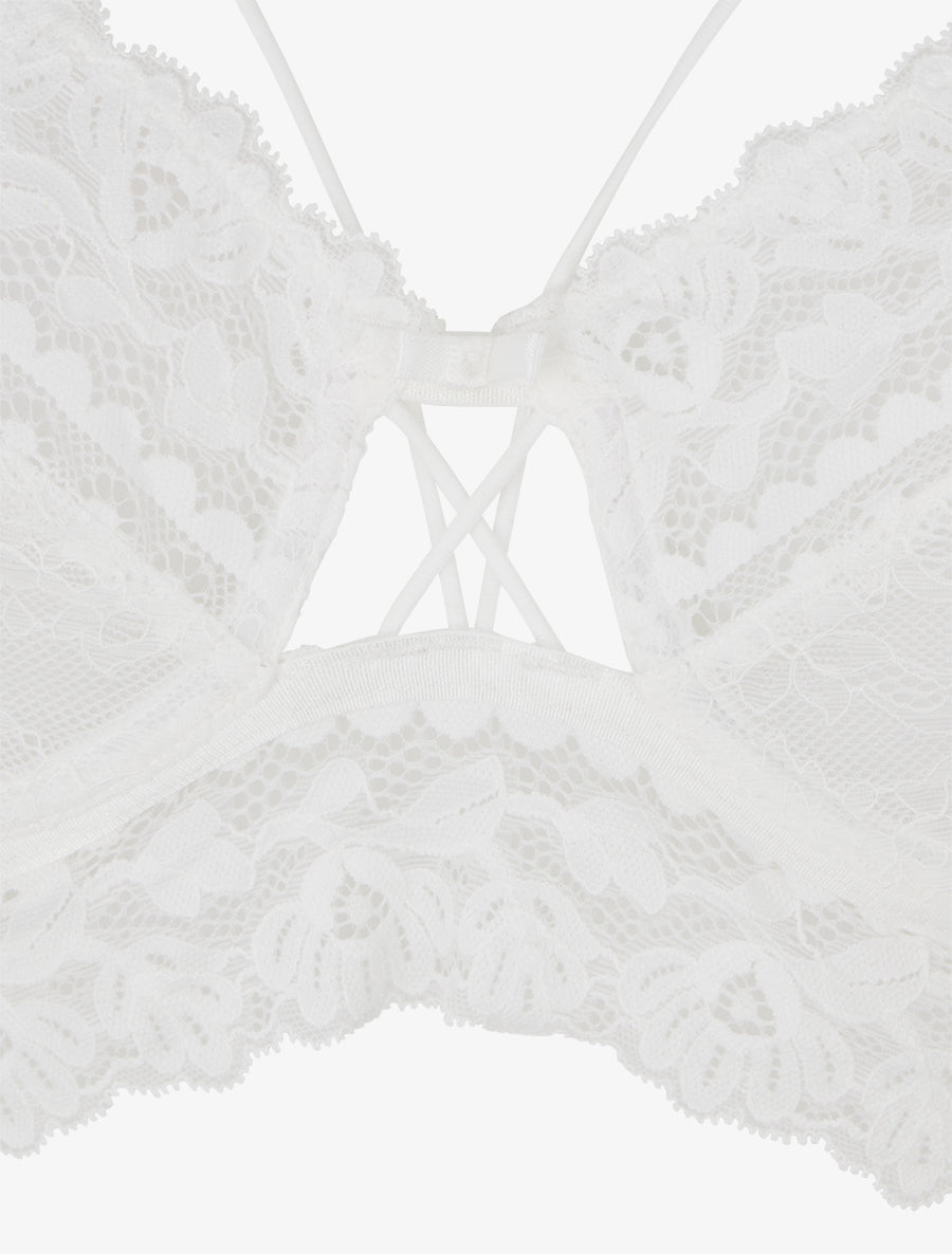 Ensemble lingerie en dentelle à liens - Blanc - 3
