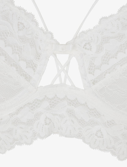 Ensemble lingerie en dentelle à liens - Blanc - 3