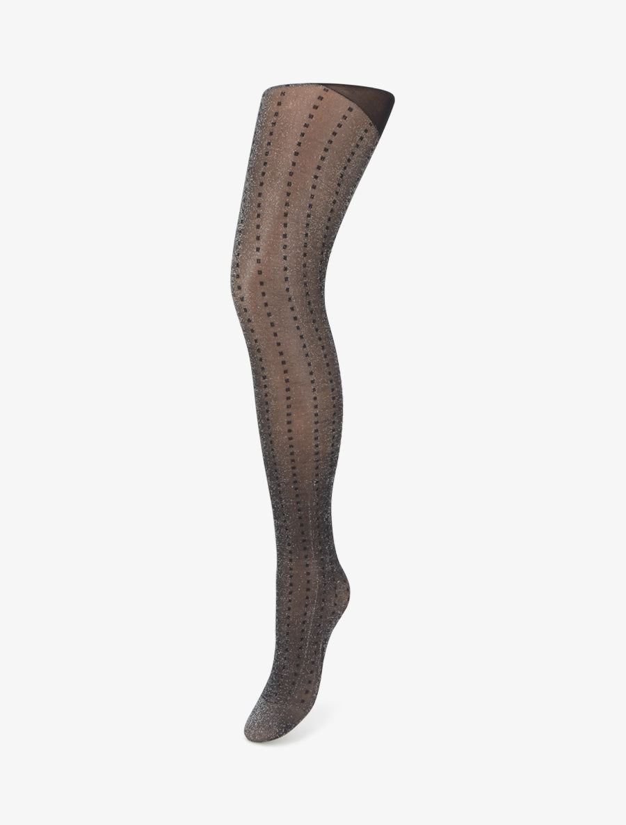 Collants irisés motif pointillé - Noir - 1