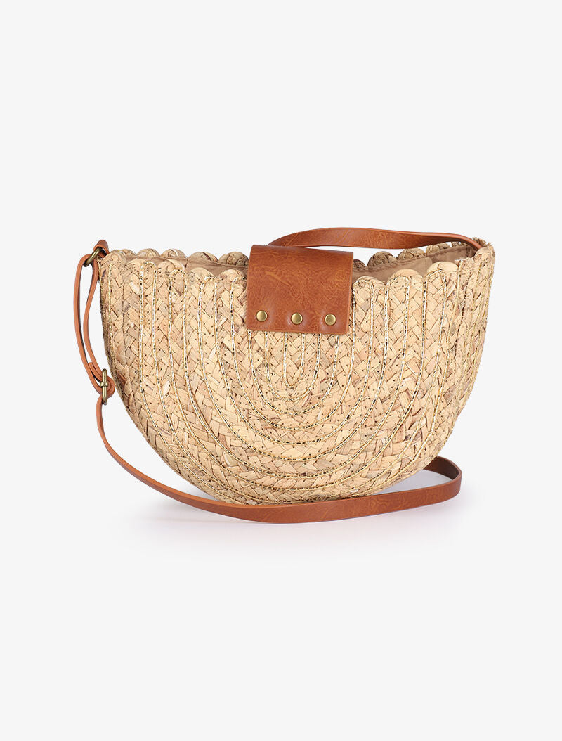 Sac demi lune Jocelyne - Beige/or - 3